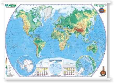 Swiat mapa fizyczna 1;20 mln	190x130