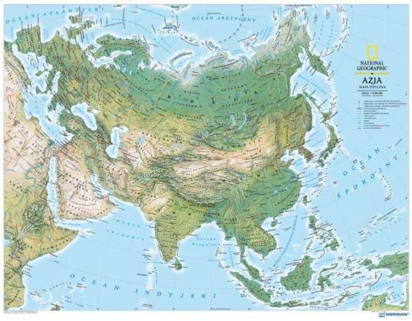Azja - ścienna mapa fizyczna (2021)