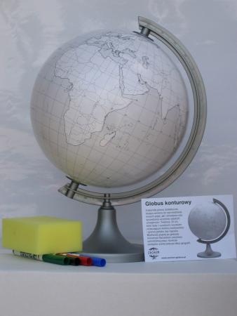 Globus śr. 250 konturowy ( gąbka + ścieralne flamastry )