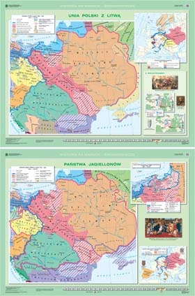 Historia na mapach Unia Polski z Litwą/Państwa Jagiellonów   	160x120 cm