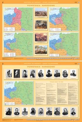 Historia na mapach Powstania narodowe   	160x120 cm