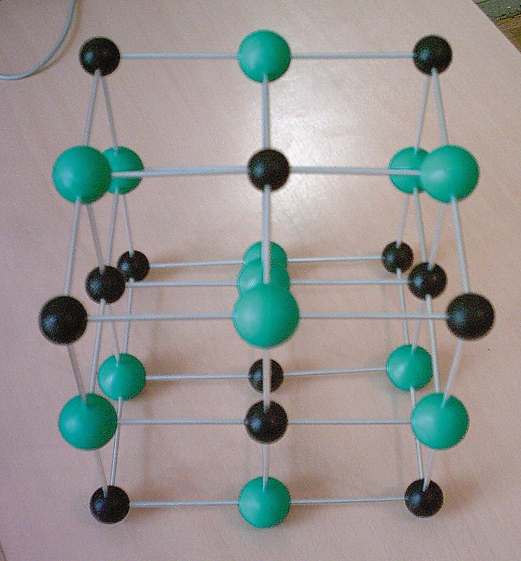 Model budowy kryształu - chlorek sodu
