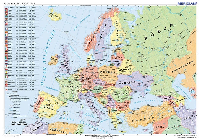 MAPA POLITYCZNA EUROPY	 stan na 2021