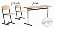 ZESTAW REKS -regulacja stół uczn 2-os.Reks E + Krzesła Reks reg.2-4/4-6