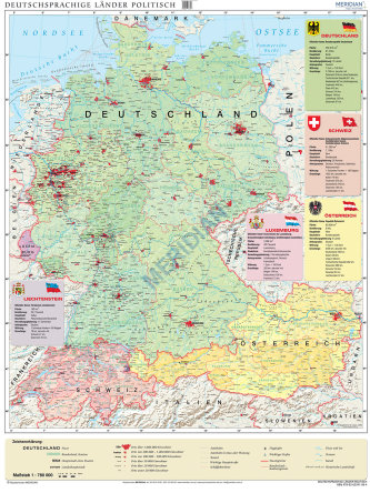 Język niemiecki - mapa polityczna (kraje niemieckojęzyczne)