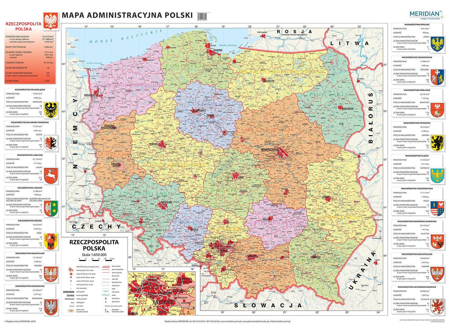 Mapa administracyjna Polski (stan na 2022)