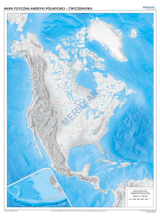 Mapa konturowa Ameryki Północnej i Środkowej - ścienna mapa ćwiczeniowa