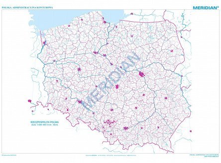 Mapa konturowa Polski administracyjna - ćwiczeniowa mapa ścienna