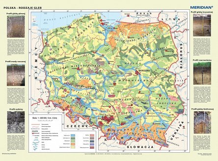 Polska - rodzaje gleb - mapa ścienna