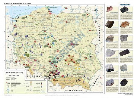 Surowce mineralne w Polsce - mapa ścienna