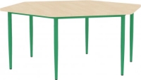 stół przedszkolny SB-PRIMA  sześciokątny Nr 1, 2 i 3  noga fi 32 zwężona